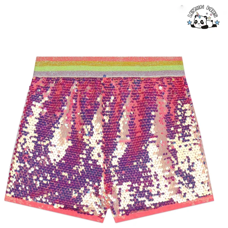 LEZONKIDS - Color  Size Fabric Customization Available Sequin Summer Children Girls Clothing Set